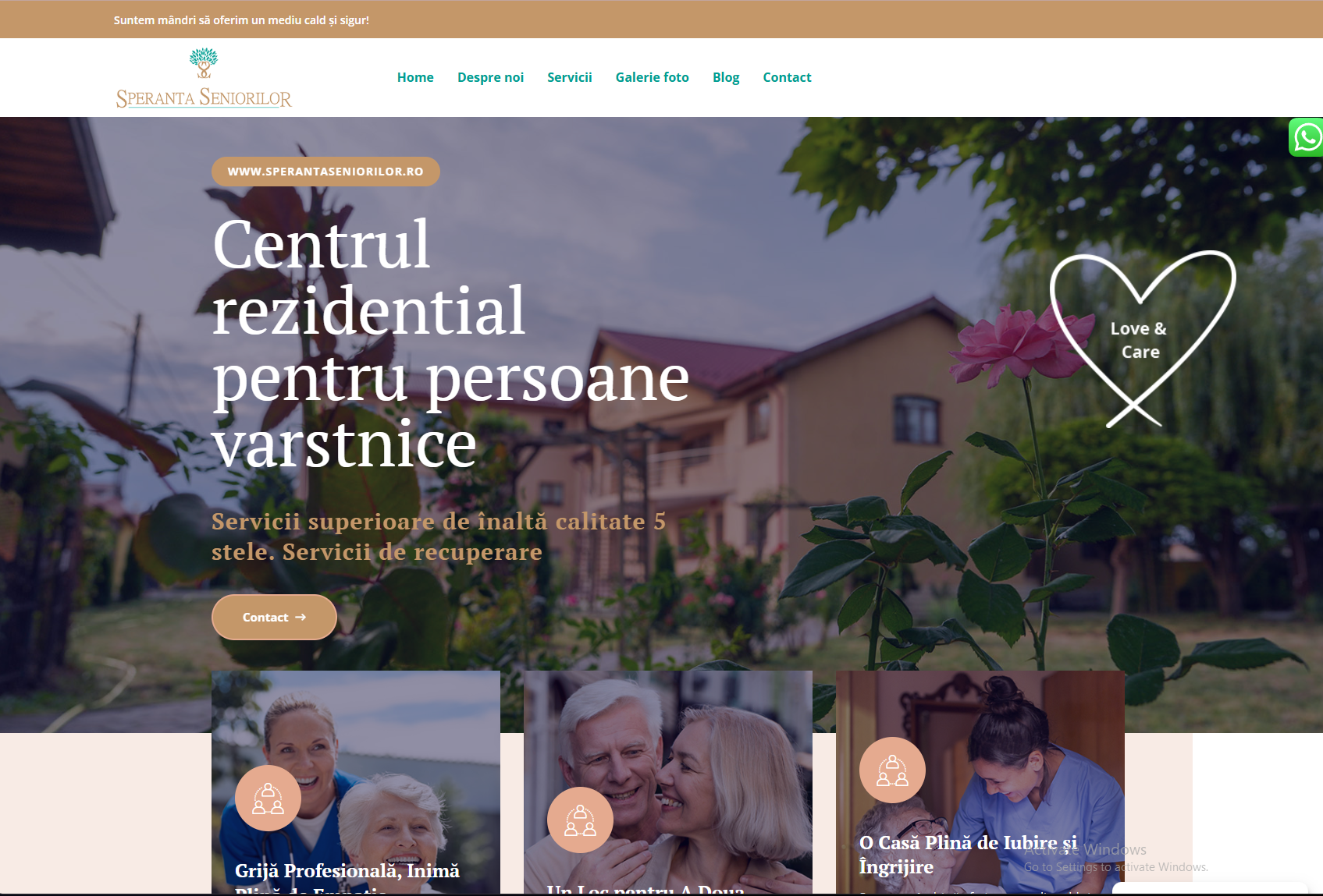 Speranța Seniorilor – site de prezentare